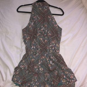 teal floral romper